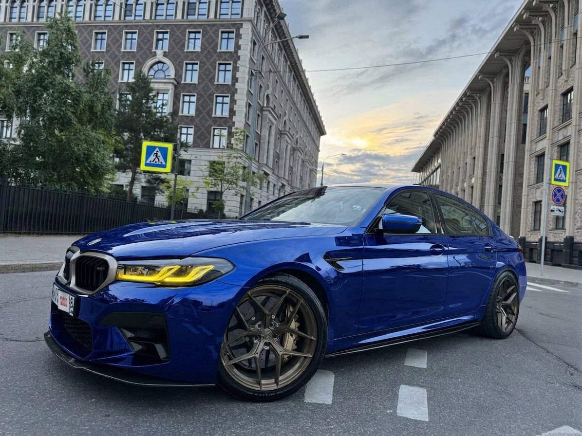 Автомобиль после примерки плёнки, Gloss Gemstone Blue